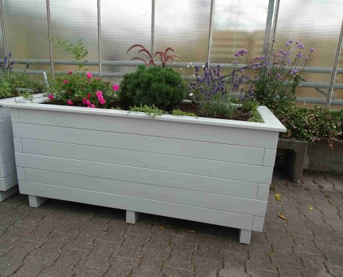 Blumenkasten Holz grau Schreinerei Lebenshilfe