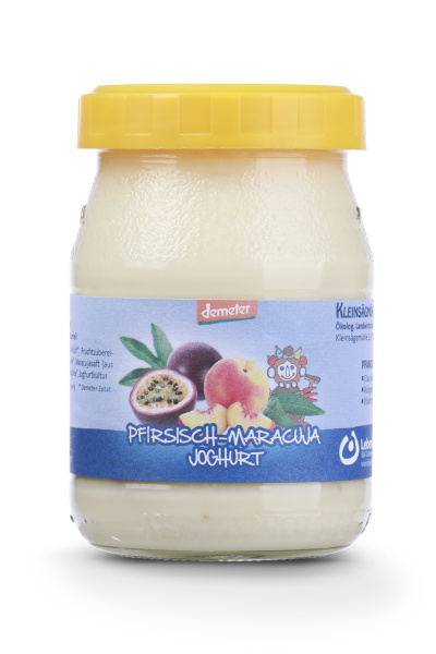 Demeter Bio Joghurt Pfirsich-Marajuca Kleinsägmühlerhof Altleiningen Demeter Bio Joghurt Pfirsiscg-Maracuja Kleinsägmühlerhof Altleiningen