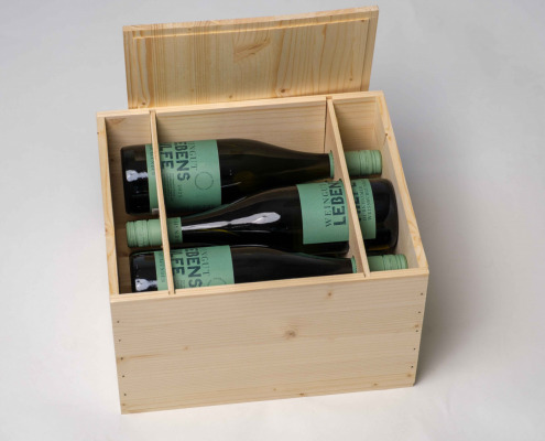 6er 0,75 Burgunder Kiste Guillotine mit Nageldeckel offen